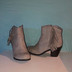 Fringe heel booties Like New